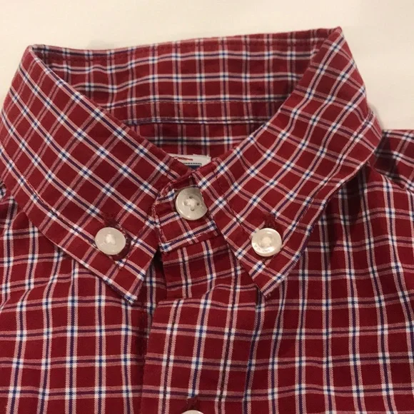 💕HP 11/12💕Janie and Jack Red, navy & white button down shirt - Picture 2 of 3